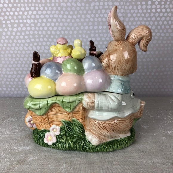 SOLD Easter Bunny Selling Eggs Cookie Jar - Picture 7 of 9